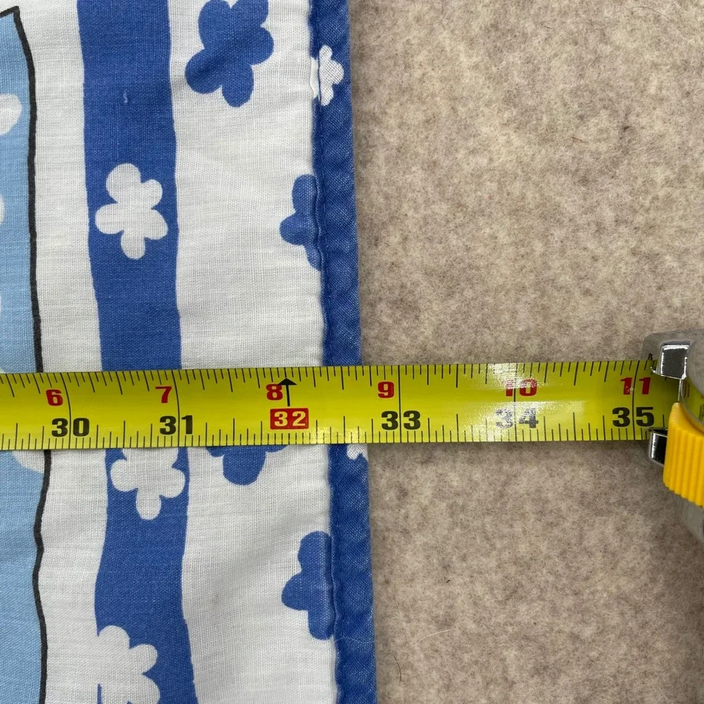 Vintage Paddington Bear Baby Quilt Blanket Blue White Floral Nursery 32x41